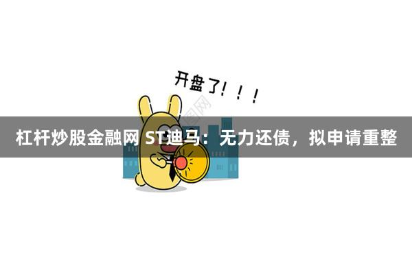 杠杆炒股金融网 ST迪马：无力还债，拟申请重整