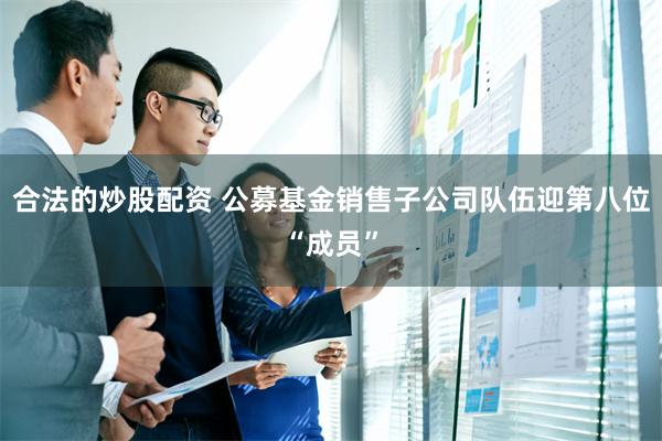 合法的炒股配资 公募基金销售子公司队伍迎第八位“成员”