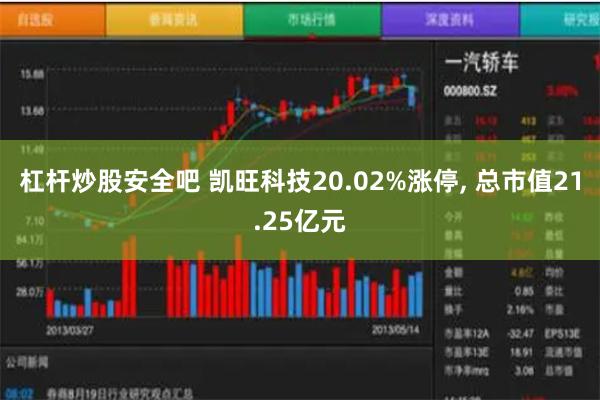杠杆炒股安全吧 凯旺科技20.02%涨停, 总市值21.25亿元